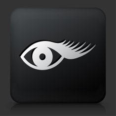 Black Square Button with Eyelashes Icon N2