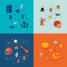 Halloween flat infographic N245