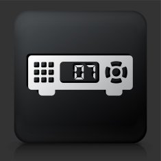 Black Square Button with Cable Box Icon