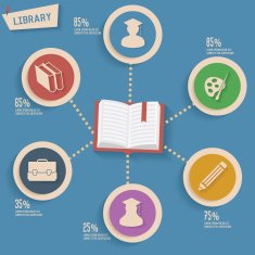 Library concept info graphic design blue version N2