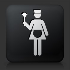 Black Square Button with Maid Icon N3