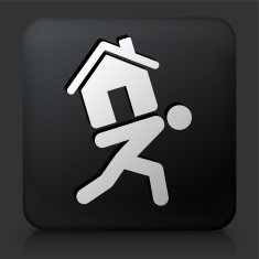 Black Square Button with Carrying Home Icon