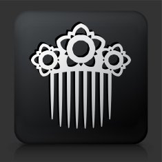 Black Square Button with Hair Clip Icon