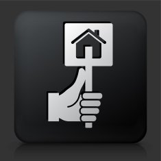 Black Square Button with Real Estate Sign
