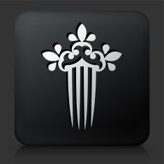 Black Square Button with Hair Clip Icon N2
