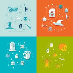 Halloween flat infographic N255