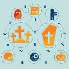 Halloween flat infographic N256