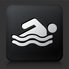 Black Square Button with Swimming Icon N4