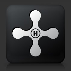Black Square Button with Hot Water Knob Icon