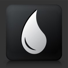 Black Square Button with Water Drop Icon
