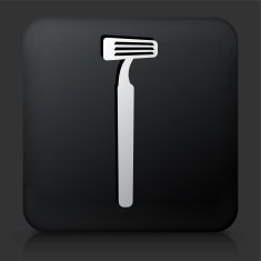 Black Square Button with Razor Icon