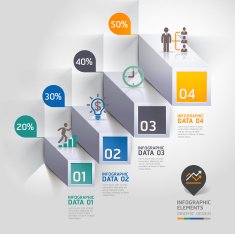 3d business infographics steb options