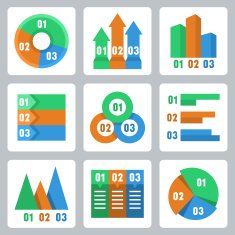 Vector isolated infographics related icons set