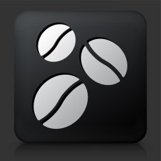Black Square Button with Coffee Beans Icon N2