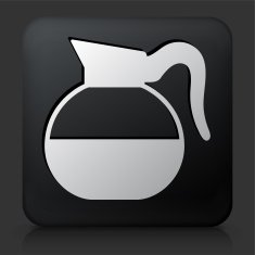 Black Square Button with Coffee Kettle Icon N2