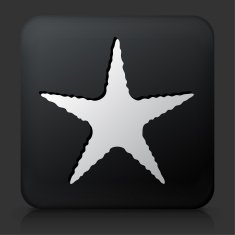 Black Square Button with Starfish Icon