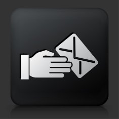 Black Square Button with Delivery Letter Icon
