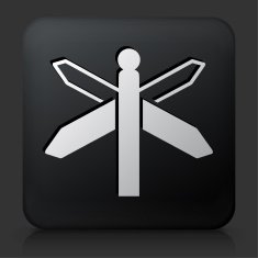 Black Square Button with Road Sign Icon