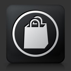 Black Square Button with Shopping Bag Icon N2