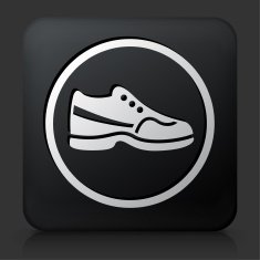Black Square Button with Shoe Icon N2