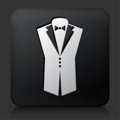 Black Square Button with Tuxedo Icon N2