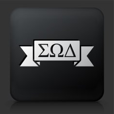 Black Square Button with Fraternity Ribbon Icon