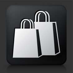 Black Square Button with Shopping Bags Icon