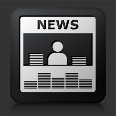Black Square Button with News Stand Icon