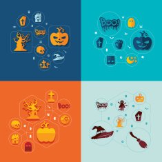 Halloween flat infographic N265