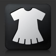 Black Square Button with Girl's Dress