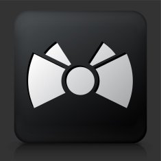 Black Square Button with Bowtie