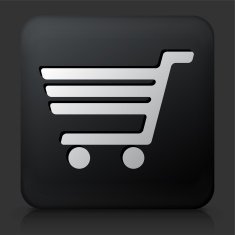 Black Square Button with Shopping Cart N3