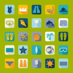 Set of summer tourism icons N64
