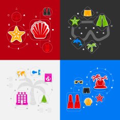 Set of summer tourism icons N70