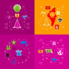 Set of summer tourism icons N114