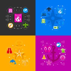 Set of summer tourism icons N124