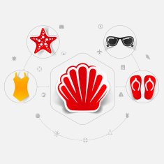 Set of summer tourism icons N128