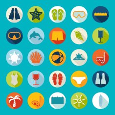 Set of summer tourism icons N130