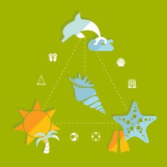 Set of summer tourism icons N134