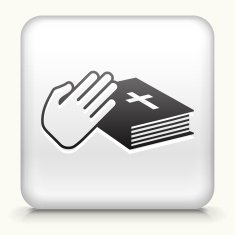 White Square Button with Oath Icon