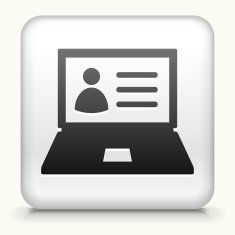 White Square Button with Laptop and Person's Profile