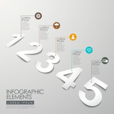 vector white peper number infographic elements