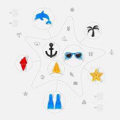 Set of summer tourism icons N146