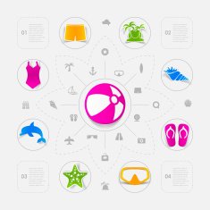 Set of summer tourism icons N155