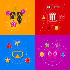 Set of summer tourism icons N186