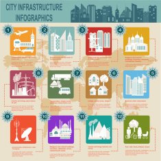Set of elements infrastructure city vector infographics N18