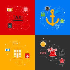 Set of summer tourism icons N219
