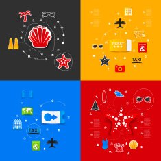 Set of summer tourism icons N259