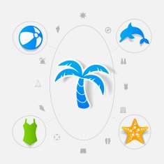 Set of summer tourism icons N260
