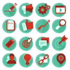 Vector digital marketing icons in flat style
